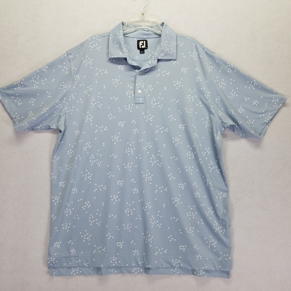 FootJoy Lisle Flock Of Birds Golf Polo Shirt Men Sz XL Blue Short Sleeve Henley